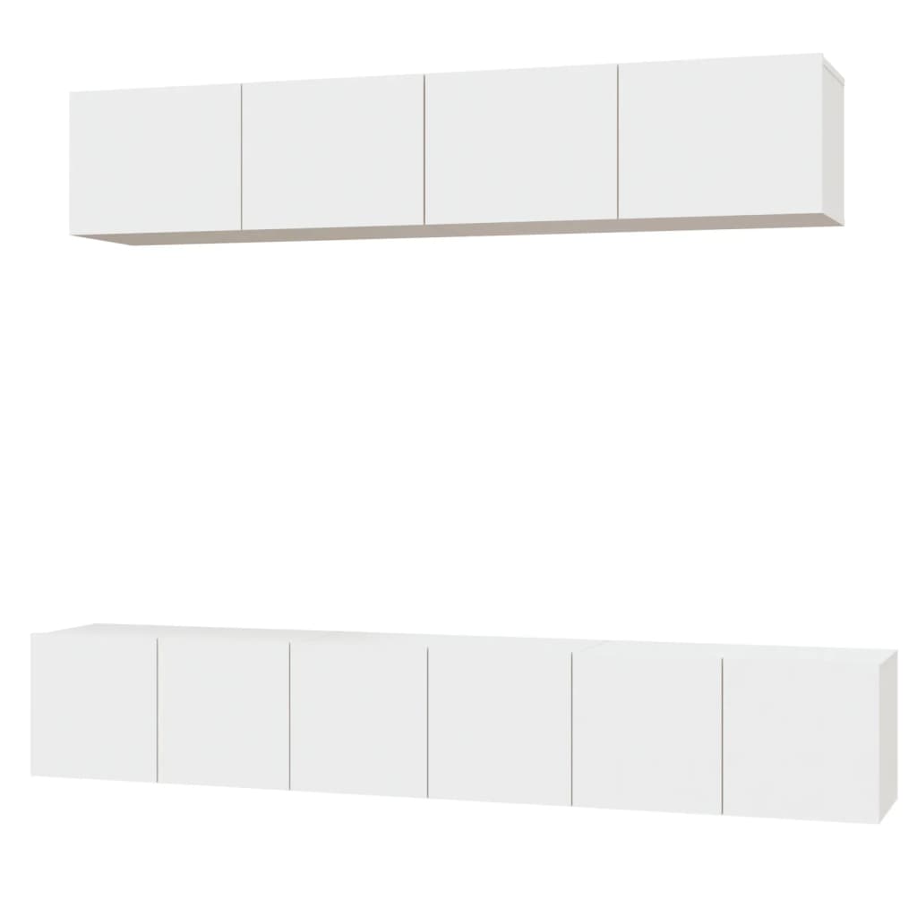 5-részes fehér szerelt fa tv-szekrényszett