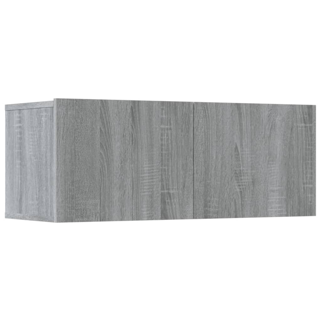 5-részes szürke sonoma színű szerelt fa tv-szekrényszett