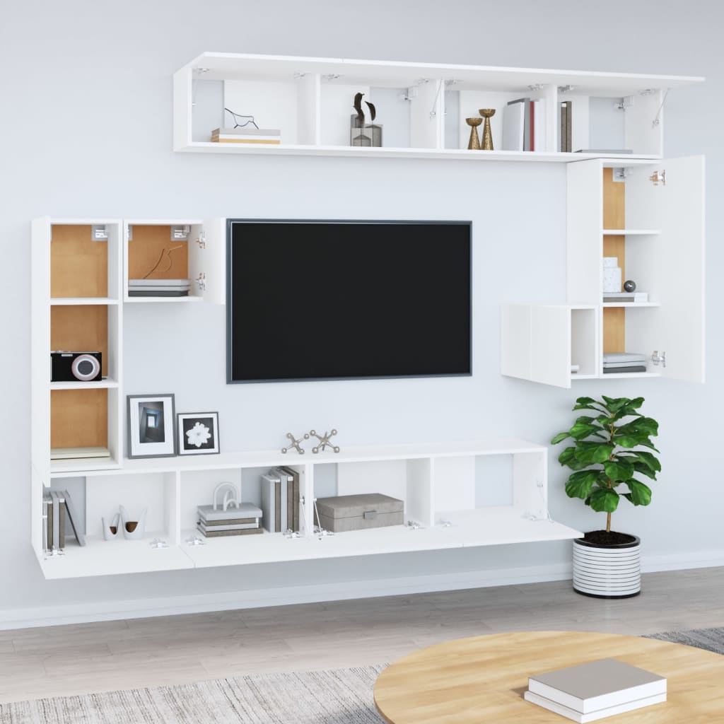 Fehér falra szerelhető szerelt fa tv-szekrény Fehér falra szerelhető szerelt fa tv-szekrény