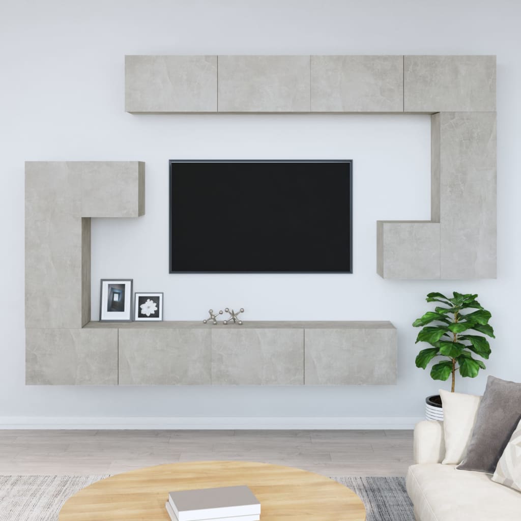 Betonszürke falra szerelhető szerelt fa tv-szekrény Betonszürke falra szerelhető szerelt fa tv-szekrény