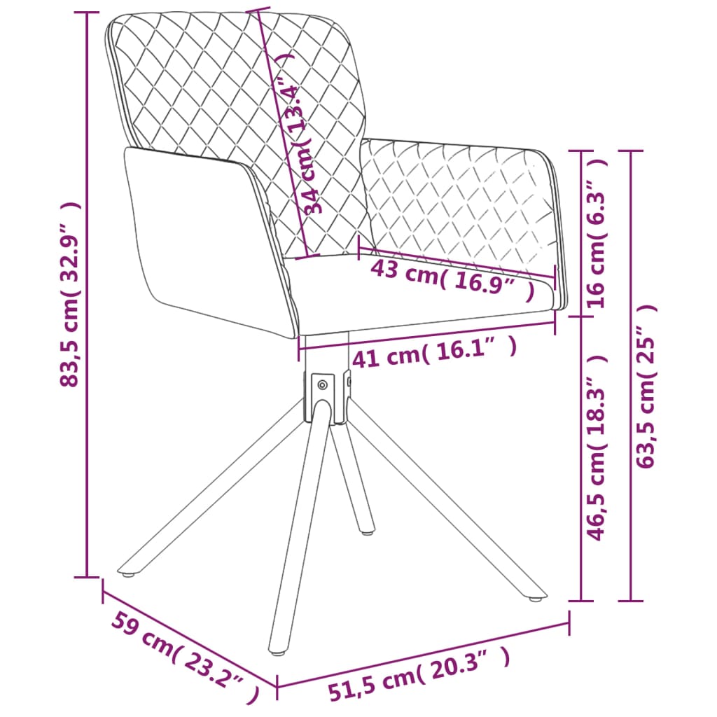 2 db barna bársony forgó étkezőszék