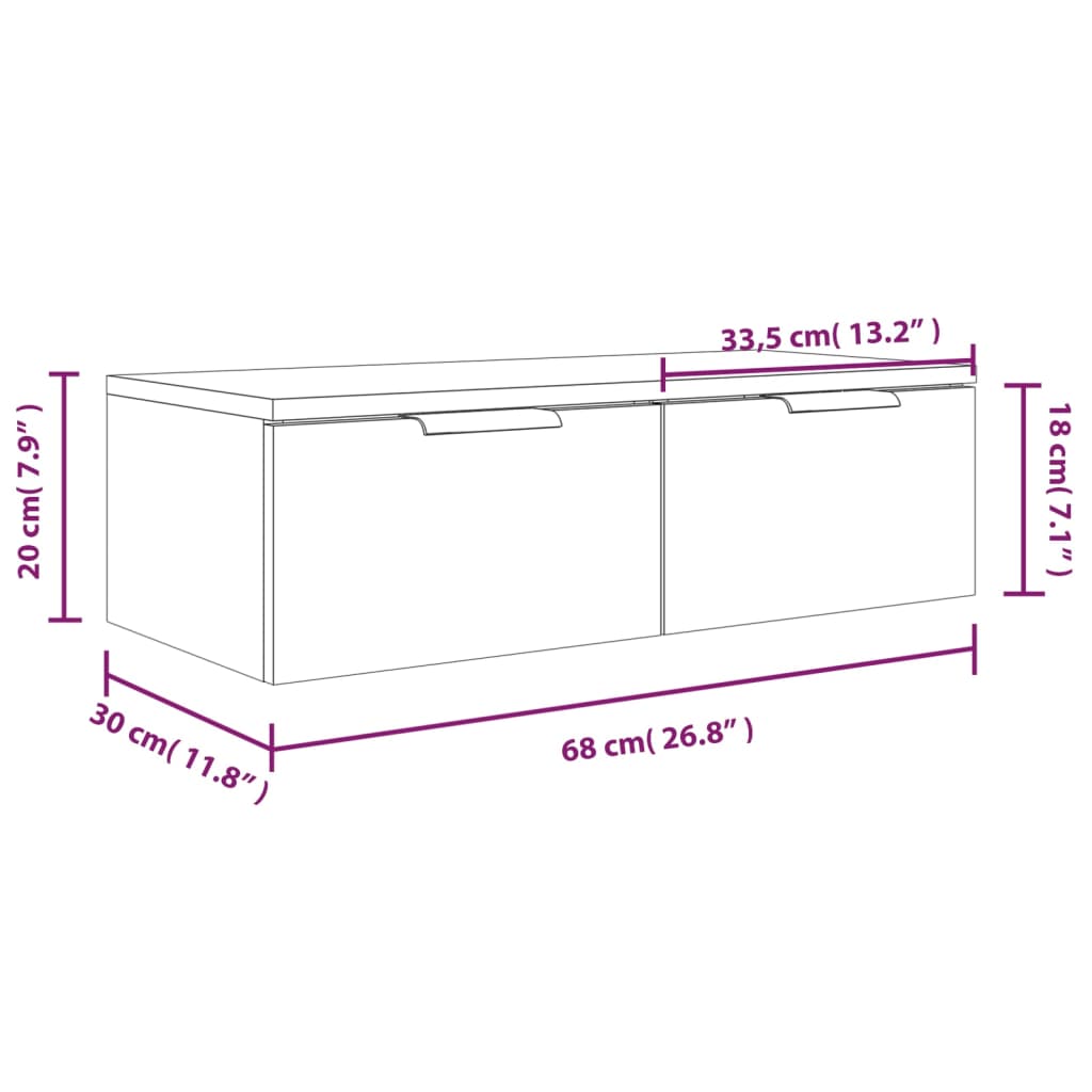 2 db betonszürke szerelt fa fali szekrény 68 x 30 x 20 cm 2 db betonszürke szerelt fa fali szekrény 68 x 30 x 20 cm