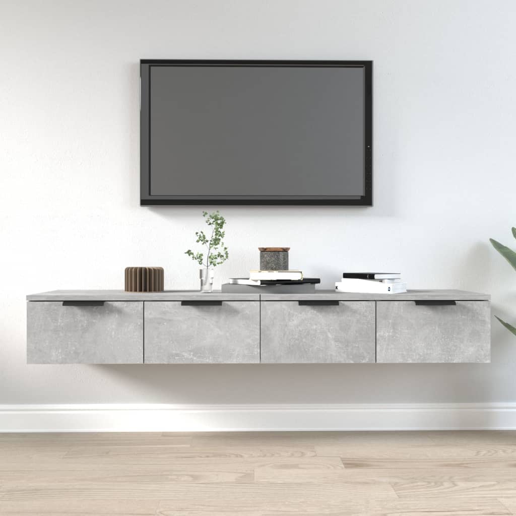 2 db betonszürke szerelt fa fali szekrény 68 x 30 x 20 cm