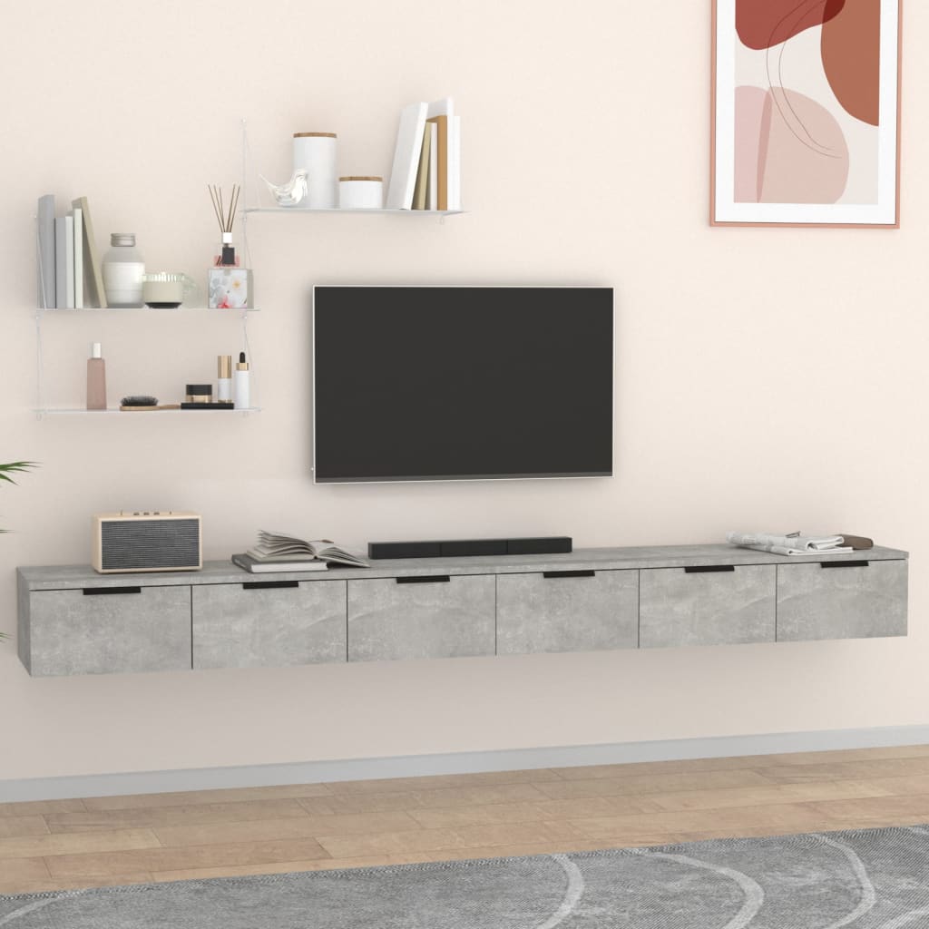 2 db betonszürke szerelt fa faliszekrény 102 x 30 x 20 cm