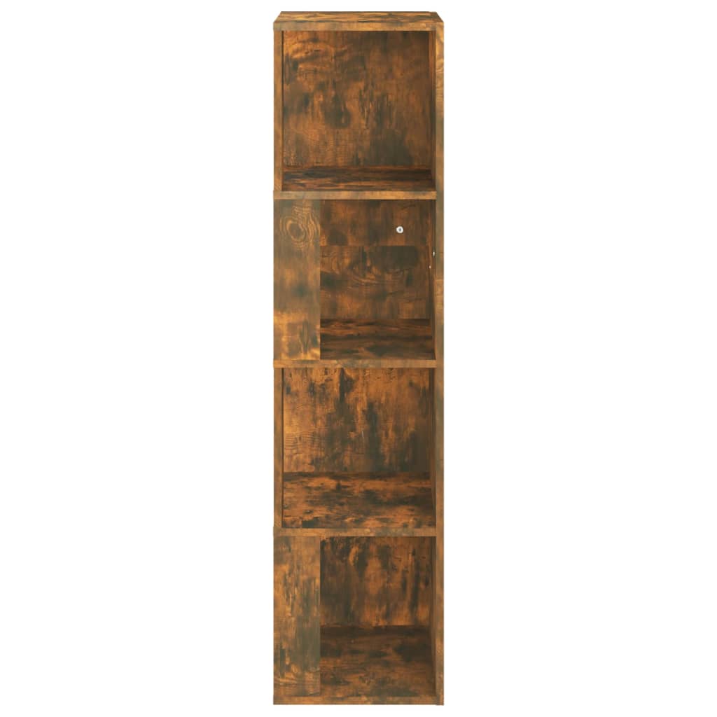 Füstös tölgyszínű szerelt fa sarokszekrény 33 x 33 x 132 cm