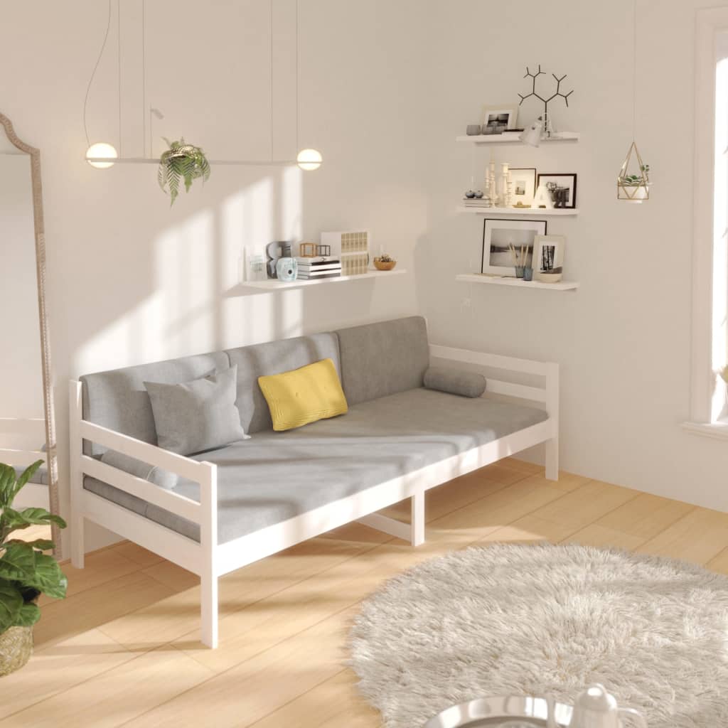 Fehér tömör fenyőfa kanapéágy 80 x 200 cm