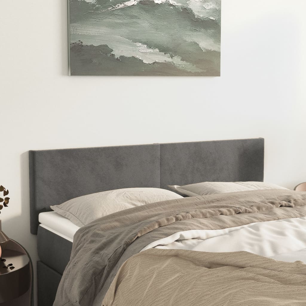 2 db sötétszürke bársony fejtámla 72 x 5 x 78/88 cm