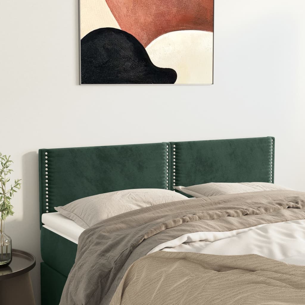 2 db sötétzöld bársony fejtámla 72 x 5 x 78/88 cm