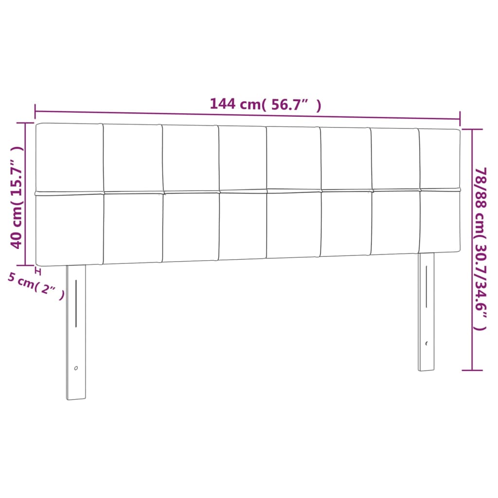 2 db sötétkék bársony fejtámla 72 x 5 x 78/88 cm