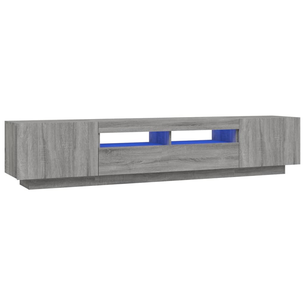 2 részes szürke sonoma színű fa tv-szekrény szett led-lámpákkal 2 részes szürke sonoma színű fa tv-szekrény szett led-lámpákkal