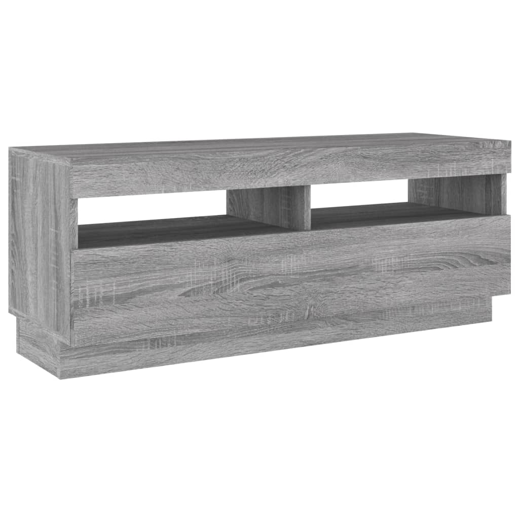 2 részes szürke sonoma színű fa tv-szekrény szett led-lámpákkal 2 részes szürke sonoma színű fa tv-szekrény szett led-lámpákkal