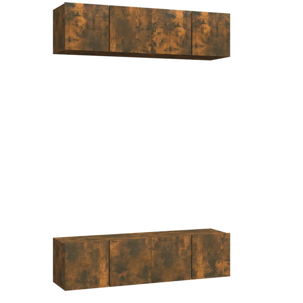 4 db füstös tölgy színű szerelt fa fali tv-szekrény 60x30x30 cm 4 db füstös tölgy színű szerelt fa fali tv-szekrény 60x30x30 cm
