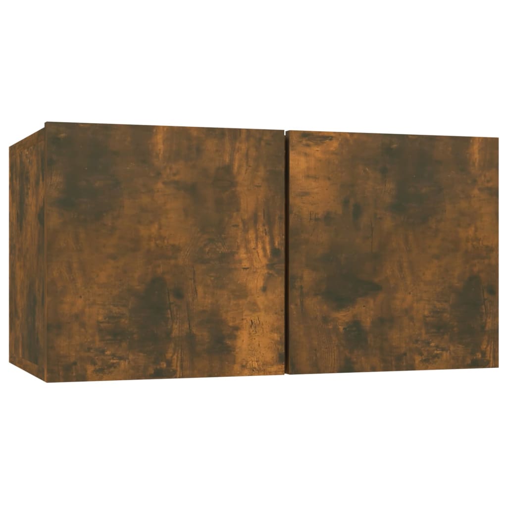 4 db füstös tölgy színű szerelt fa fali tv-szekrény 60x30x30 cm 4 db füstös tölgy színű szerelt fa fali tv-szekrény 60x30x30 cm