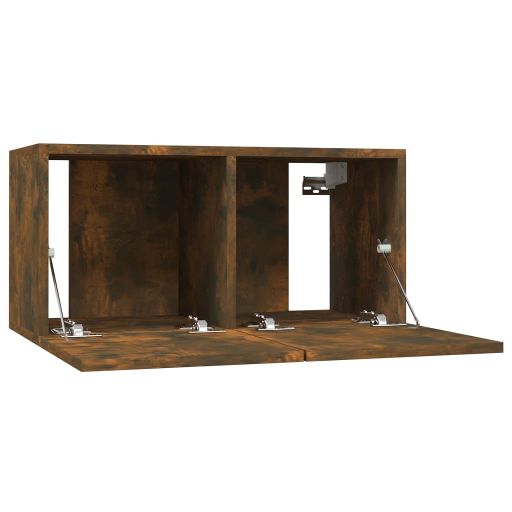 4 db füstös tölgy színű szerelt fa fali tv-szekrény 60x30x30 cm 4 db füstös tölgy színű szerelt fa fali tv-szekrény 60x30x30 cm