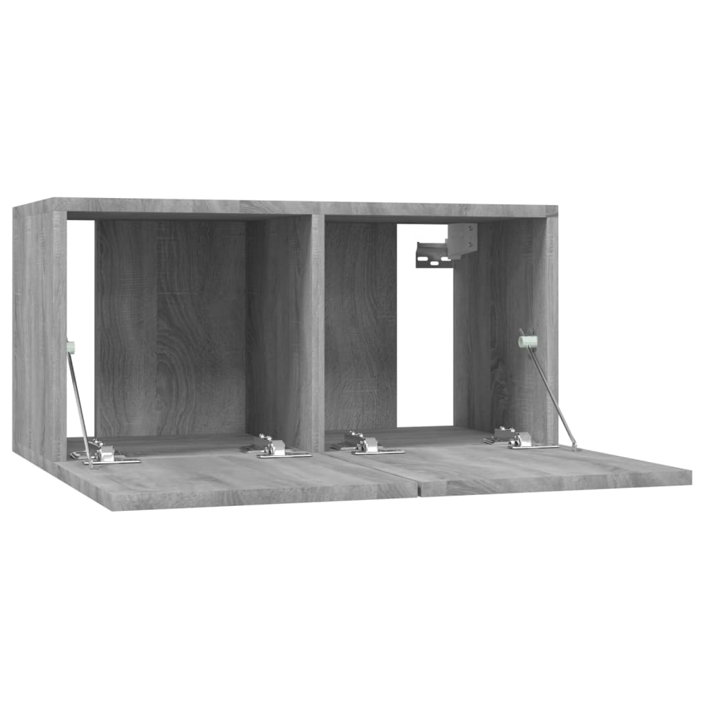 4 db szürke sonoma színű szerelt fa fali tv-szekrény 60x30x30cm 4 db szürke sonoma színű szerelt fa fali tv-szekrény 60x30x30cm