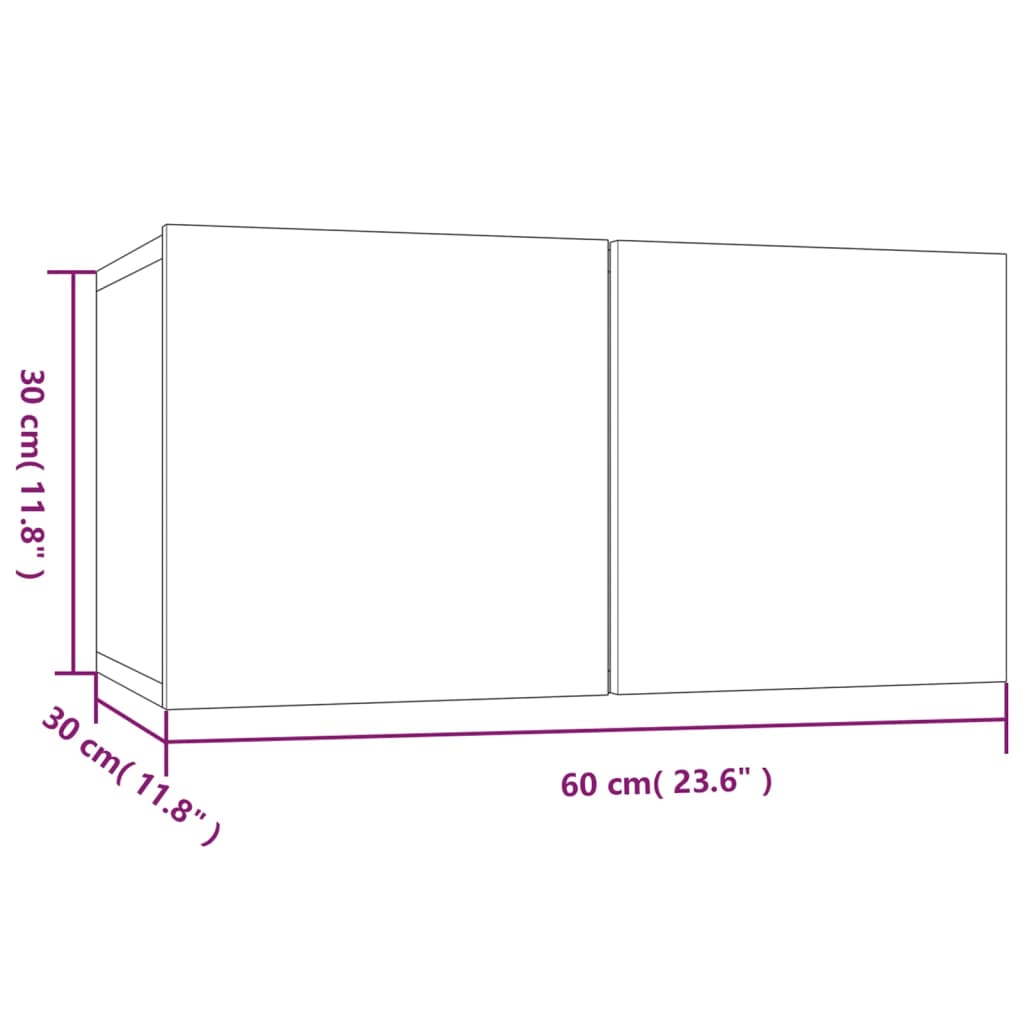 4 db szürke sonoma színű szerelt fa fali tv-szekrény 60x30x30cm 4 db szürke sonoma színű szerelt fa fali tv-szekrény 60x30x30cm