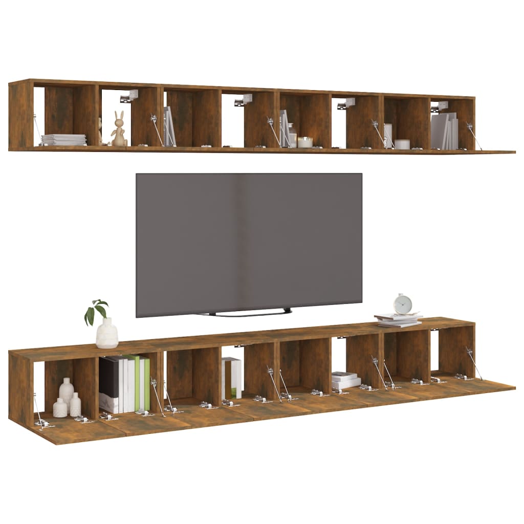 8 db füstös tölgyszínű szerelt fa tv-szekrény 60 x 30 x 30 cm 8 db füstös tölgyszínű szerelt fa tv-szekrény 60 x 30 x 30 cm