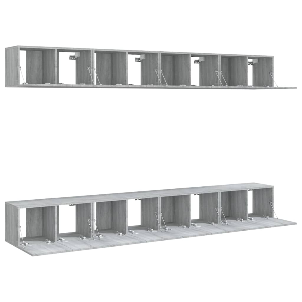 8 db szürke sonoma színű szerelt fa tv-szekrény 60 x 30 x 30 cm 8 db szürke sonoma színű szerelt fa tv-szekrény 60 x 30 x 30 cm