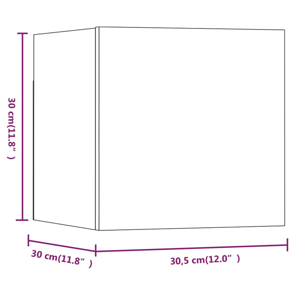 8 db barna tölgyszínű fali tv-szekrény 30,5 x 30 x 30 cm