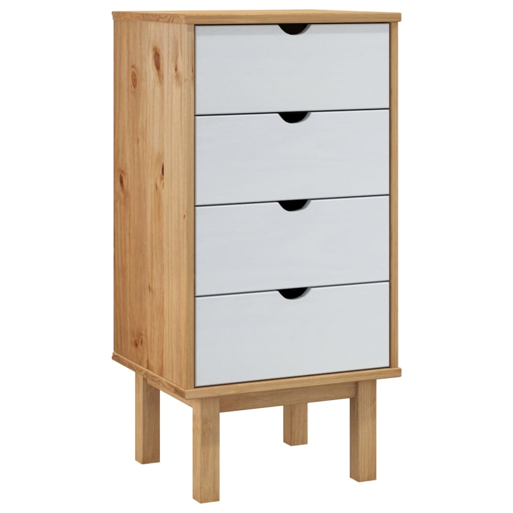 Barna-fehér tömör fenyőfa fiókos szekrény 46 x 39,5 x 90 cm Barna-fehér tömör fenyőfa fiókos szekrény 46 x 39,5 x 90 cm