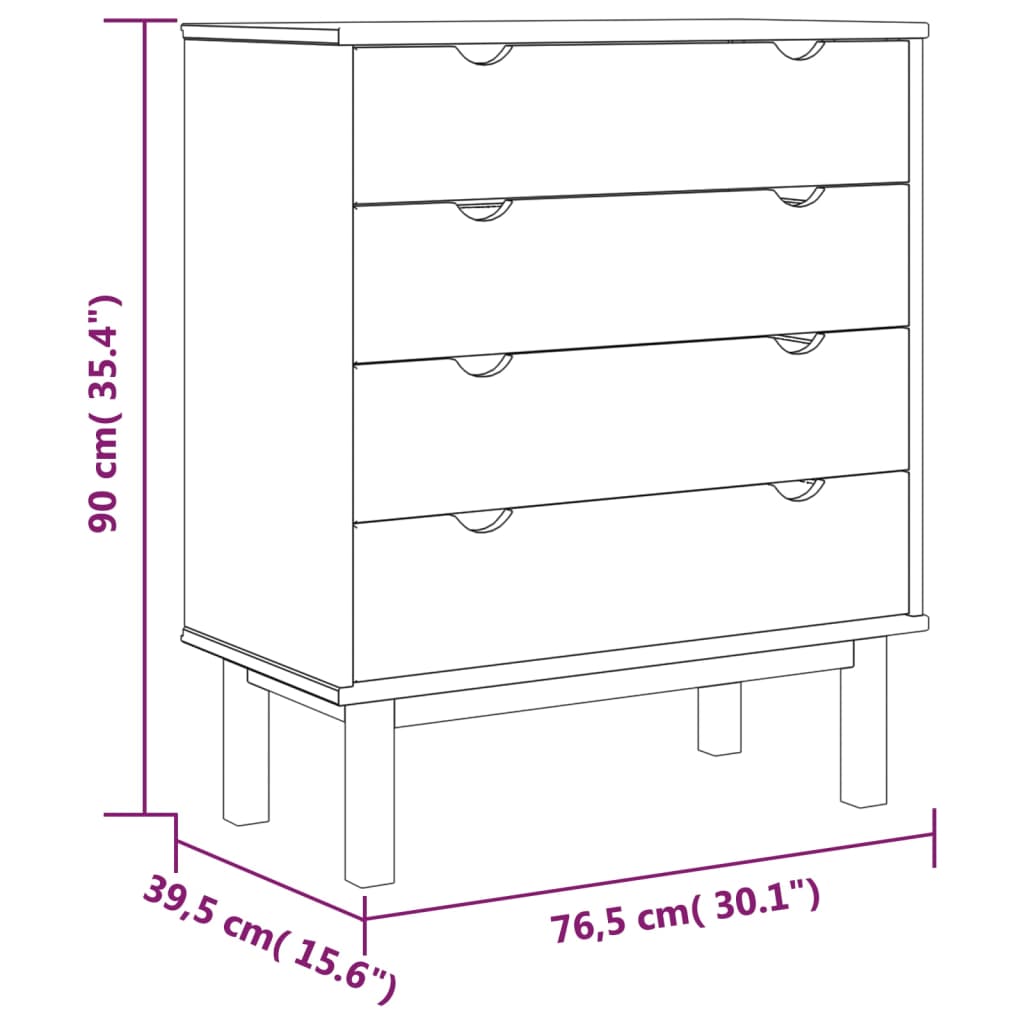 Tömör fenyőfa fiókos szekrény 76,5 x 39,5 x 90 cm Tömör fenyőfa fiókos szekrény 76,5 x 39,5 x 90 cm