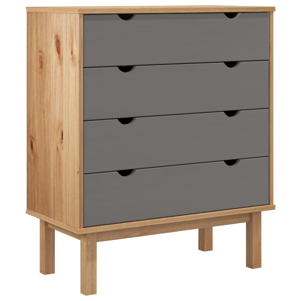 Barna-szürke tömör fenyőfa fiókos szekrény 76,5x39,5x90 cm Barna-szürke tömör fenyőfa fiókos szekrény 76,5x39,5x90 cm