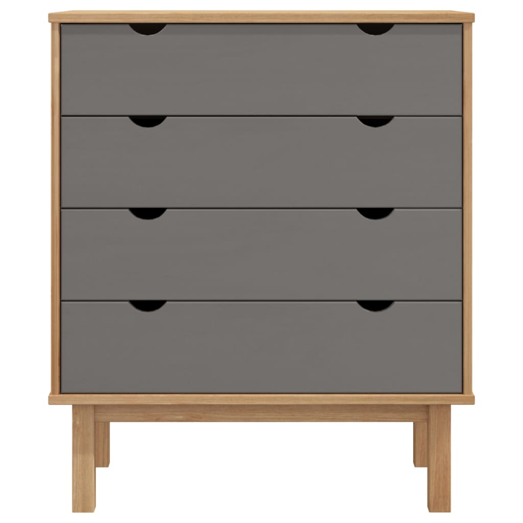 Barna-szürke tömör fenyőfa fiókos szekrény 76,5x39,5x90 cm Barna-szürke tömör fenyőfa fiókos szekrény 76,5x39,5x90 cm