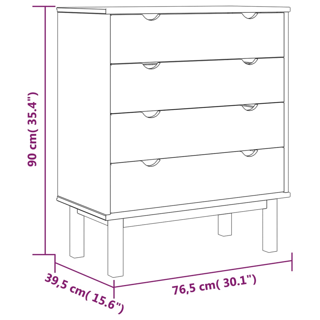 Barna-szürke tömör fenyőfa fiókos szekrény 76,5x39,5x90 cm Barna-szürke tömör fenyőfa fiókos szekrény 76,5x39,5x90 cm