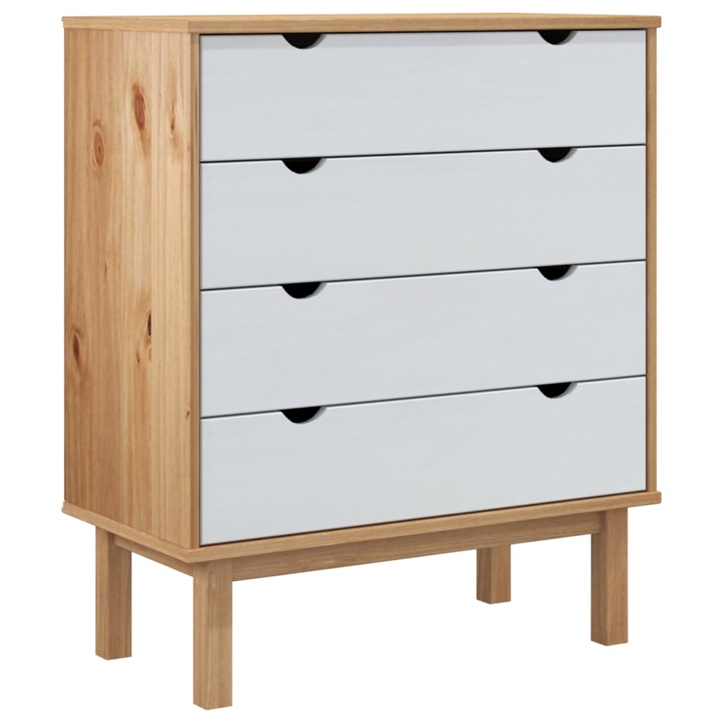Barna-fehér tömör fenyőfa fiókos szekrény 76,5x39,5x90 cm Barna-fehér tömör fenyőfa fiókos szekrény 76,5x39,5x90 cm