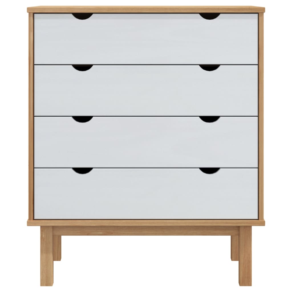 Barna-fehér tömör fenyőfa fiókos szekrény 76,5x39,5x90 cm Barna-fehér tömör fenyőfa fiókos szekrény 76,5x39,5x90 cm