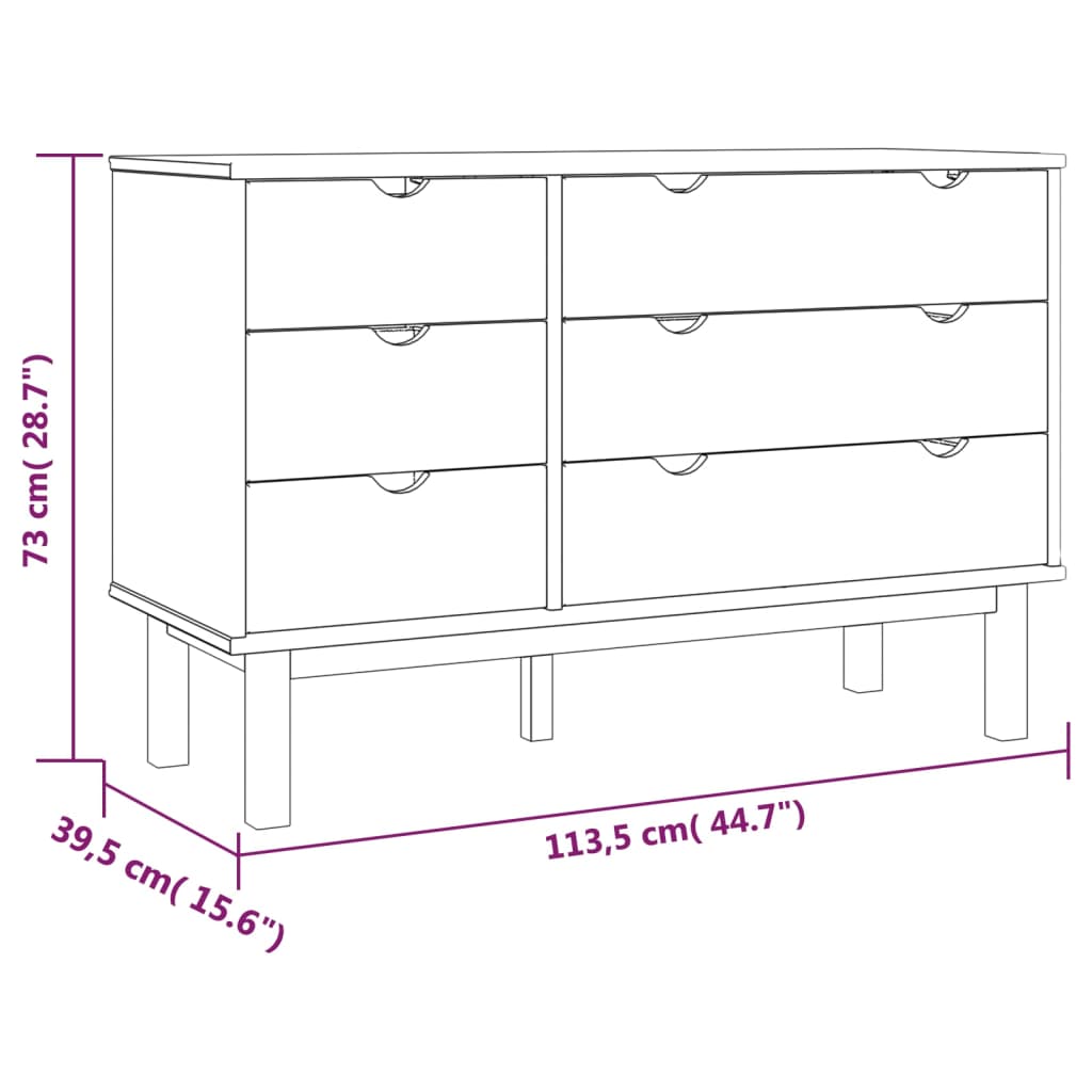 Barna-fehér tömör fenyőfa fiókos szekrény 113,5x39,5x73 cm Barna-fehér tömör fenyőfa fiókos szekrény 113,5x39,5x73 cm