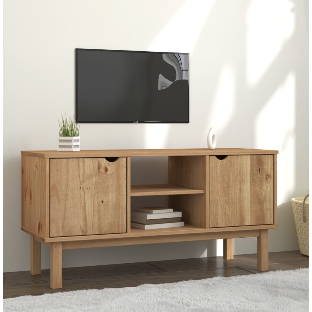 Tömör fenyőfa tv-szekrény 113,5 x 43 x 57 cm
