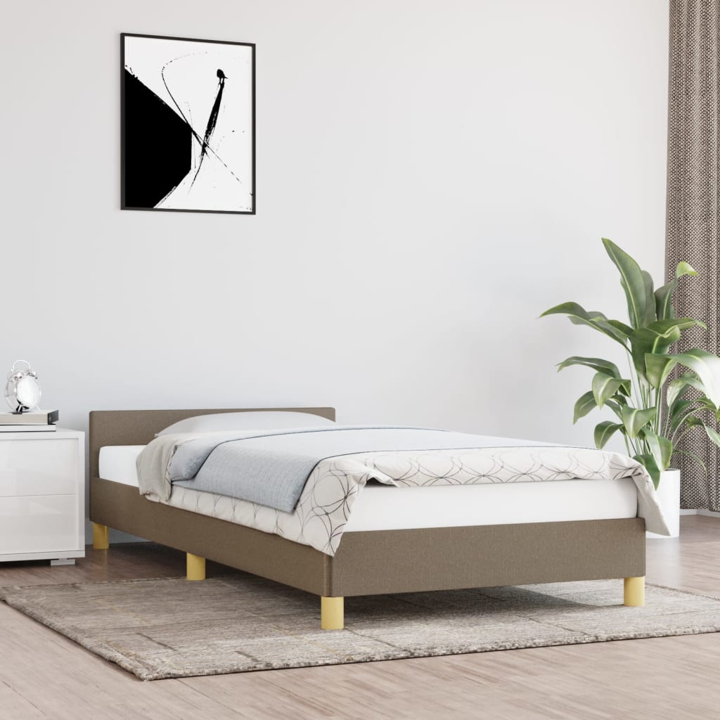 Tópszínű szövet ágykeret fejtámlával 100 x 200 cm