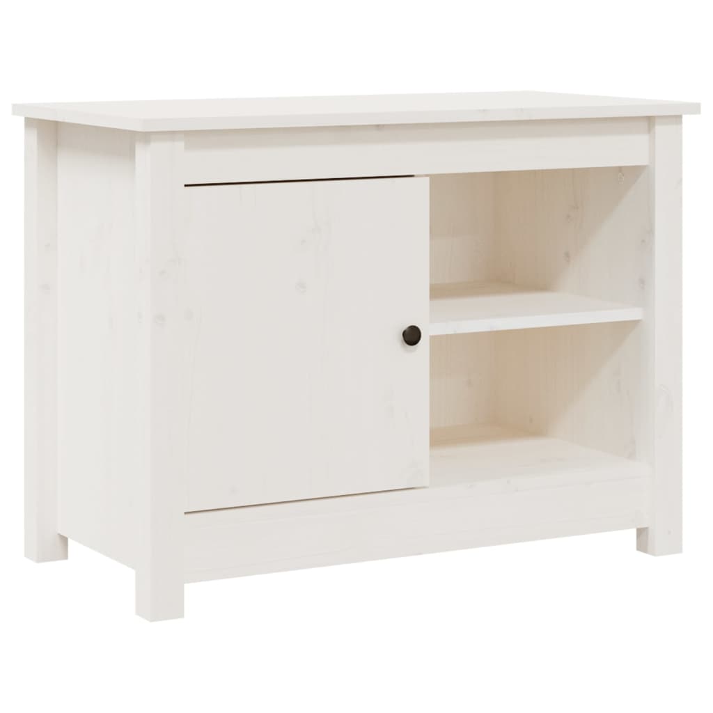 Fehér tömör fenyőfa tv-szekrény 70 x 36,5 x 52 cm