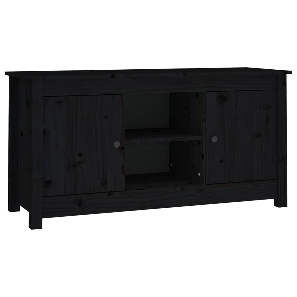 Fekete tömör fenyőfa tv-szekrény 103 x 36,5 x 52 cm Fekete tömör fenyőfa tv-szekrény 103 x 36,5 x 52 cm