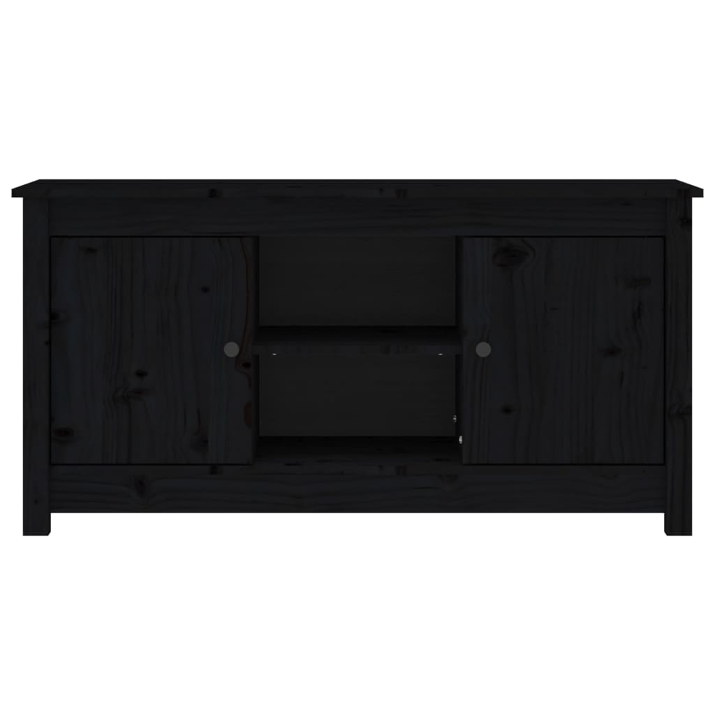 Fekete tömör fenyőfa tv-szekrény 103 x 36,5 x 52 cm Fekete tömör fenyőfa tv-szekrény 103 x 36,5 x 52 cm