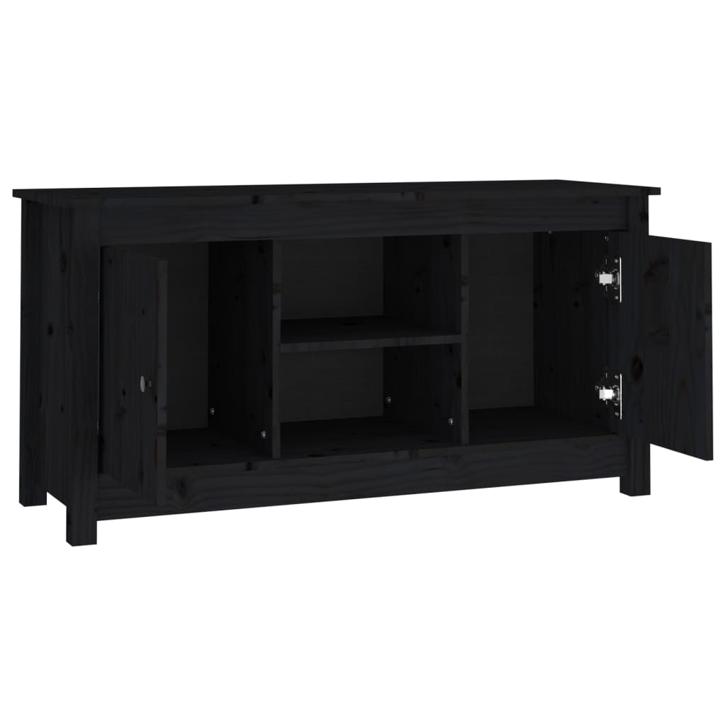 Fekete tömör fenyőfa tv-szekrény 103 x 36,5 x 52 cm Fekete tömör fenyőfa tv-szekrény 103 x 36,5 x 52 cm