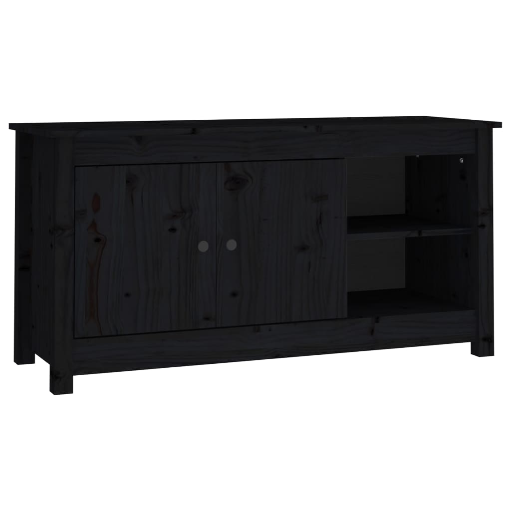 Fekete tömör fenyőfa tv-szekrény 103 x 36,5 x 52 cm Fekete tömör fenyőfa tv-szekrény 103 x 36,5 x 52 cm