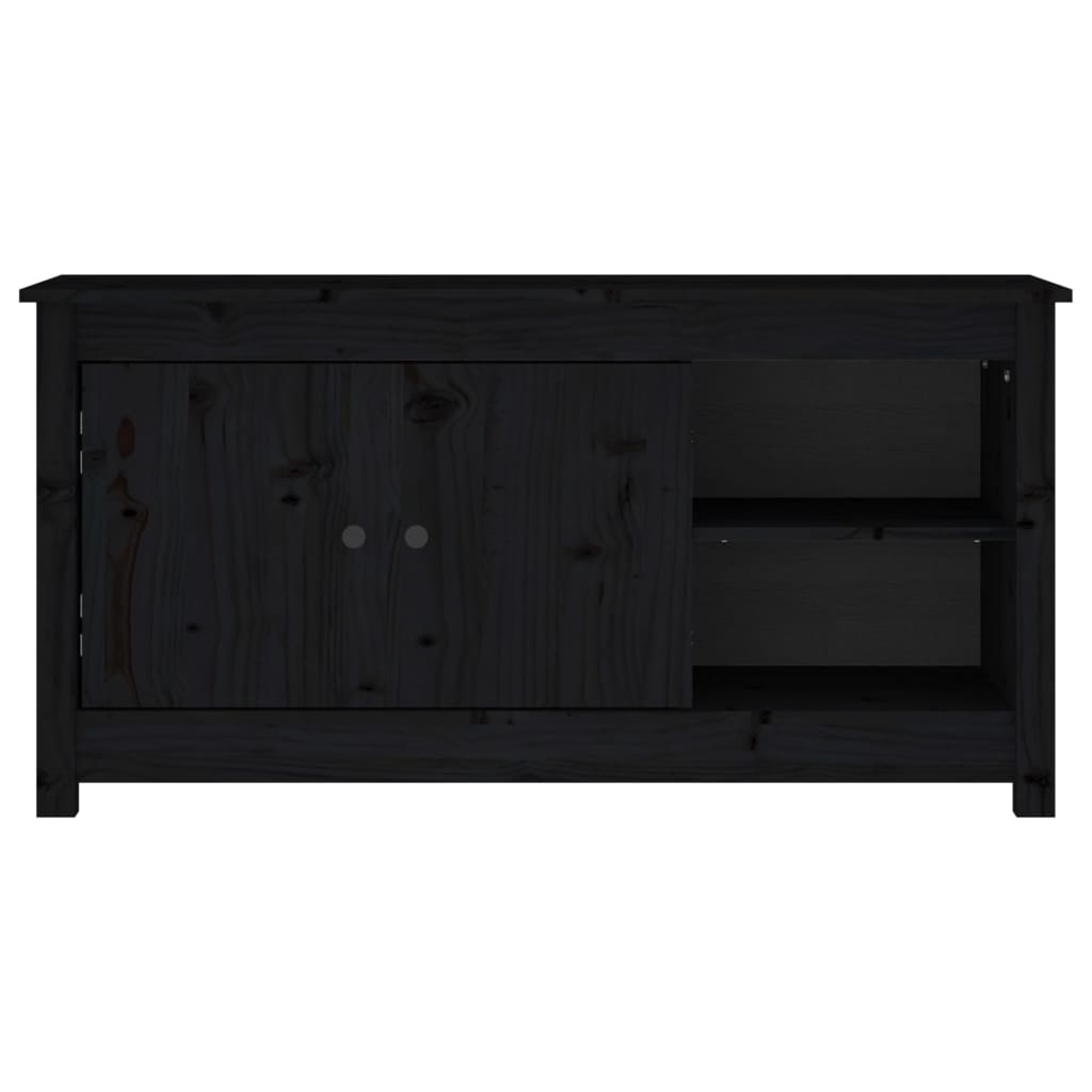 Fekete tömör fenyőfa tv-szekrény 103 x 36,5 x 52 cm Fekete tömör fenyőfa tv-szekrény 103 x 36,5 x 52 cm
