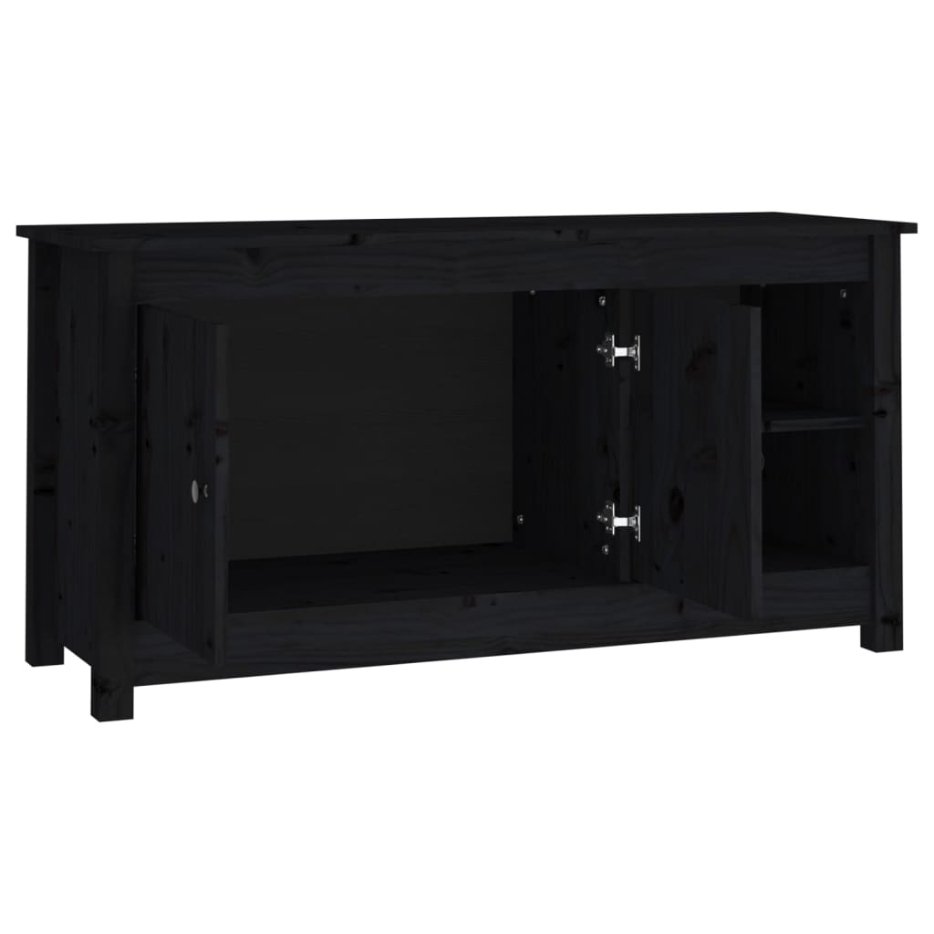 Fekete tömör fenyőfa tv-szekrény 103 x 36,5 x 52 cm Fekete tömör fenyőfa tv-szekrény 103 x 36,5 x 52 cm