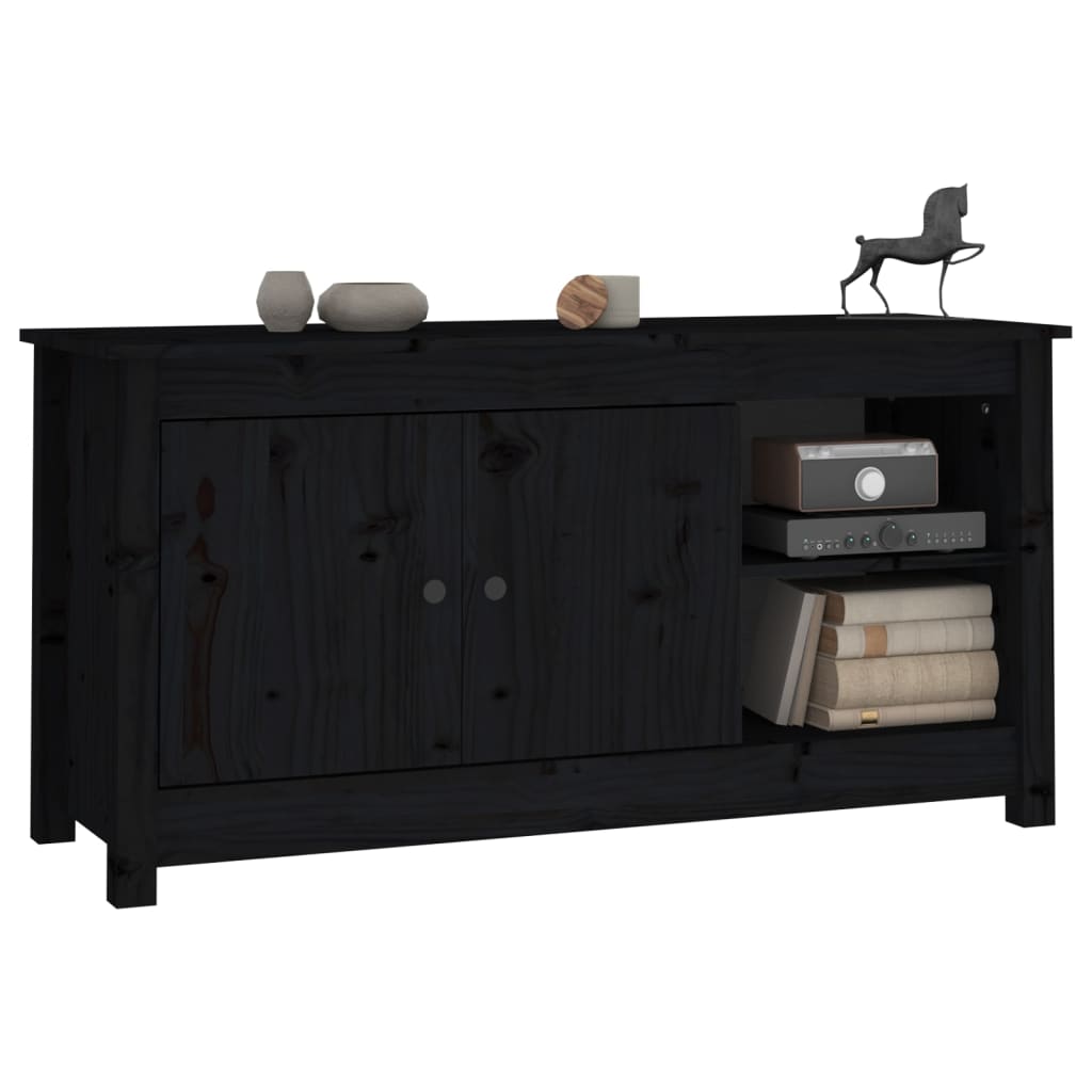 Fekete tömör fenyőfa tv-szekrény 103 x 36,5 x 52 cm Fekete tömör fenyőfa tv-szekrény 103 x 36,5 x 52 cm