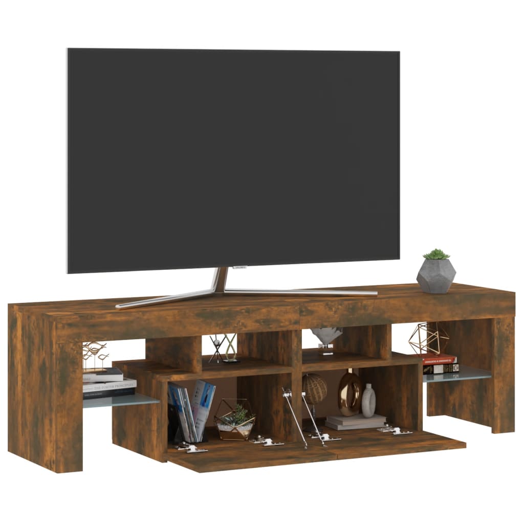 Füstös tölgyszínű tv-szekrény led-lámpákkal 140 x 36,5 x 40 cm Füstös tölgyszínű tv-szekrény led-lámpákkal 140 x 36,5 x 40 cm