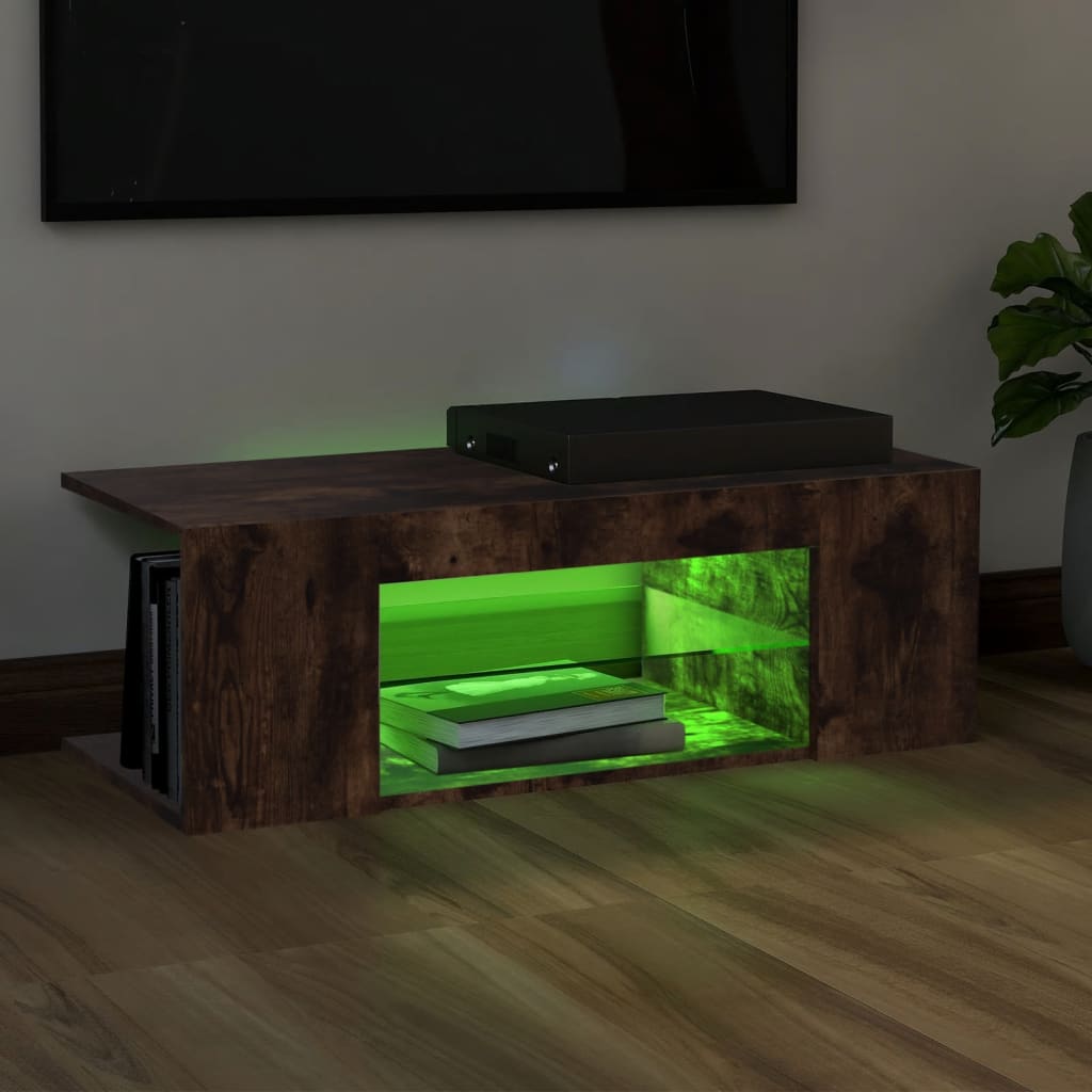 Füstös tölgy színű led-es tv-szekrény 90 x 39 x 30 cm Füstös tölgy színű led-es tv-szekrény 90 x 39 x 30 cm