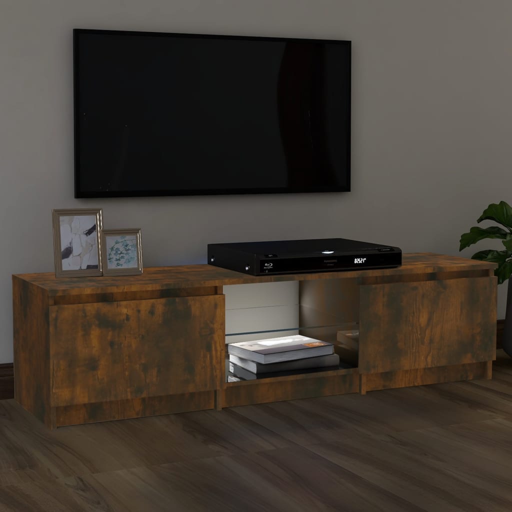 Füstös tölgyszínű tv-szekrény led-ekkel 140 x 40 x 35,5 cm Füstös tölgyszínű tv-szekrény led-ekkel 140 x 40 x 35,5 cm