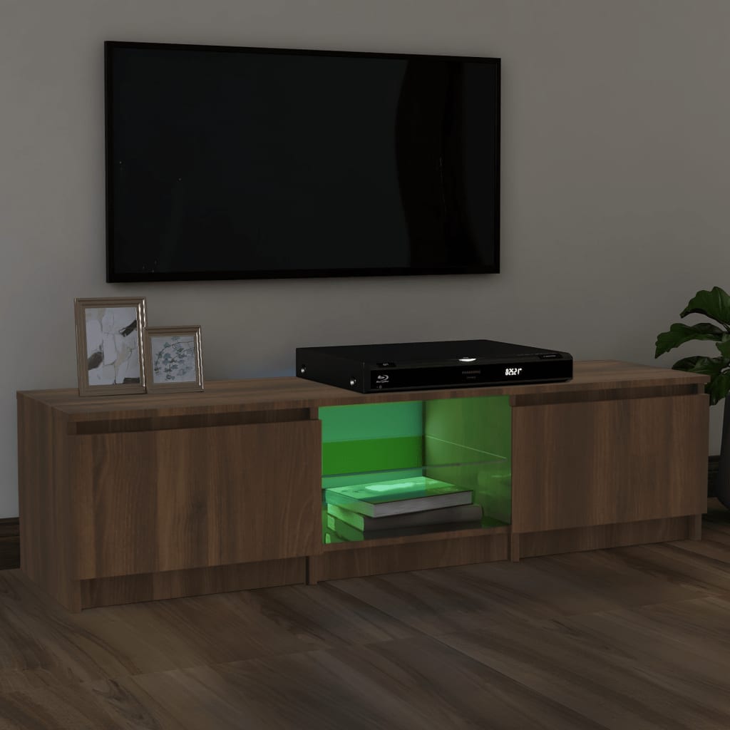 Barna tölgyszínű tv-szekrény led-ekkel 140 x 40 x 35,5 cm Barna tölgyszínű tv-szekrény led-ekkel 140 x 40 x 35,5 cm