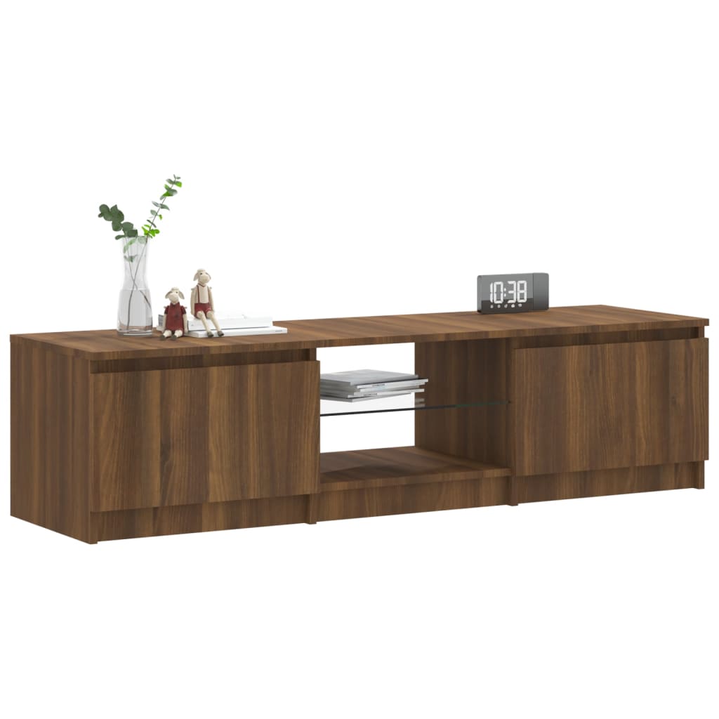 Barna tölgyszínű tv-szekrény led-ekkel 140 x 40 x 35,5 cm Barna tölgyszínű tv-szekrény led-ekkel 140 x 40 x 35,5 cm