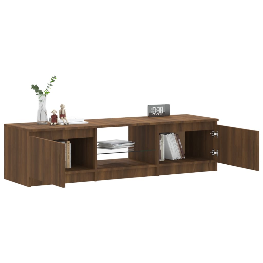 Barna tölgyszínű tv-szekrény led-ekkel 140 x 40 x 35,5 cm Barna tölgyszínű tv-szekrény led-ekkel 140 x 40 x 35,5 cm