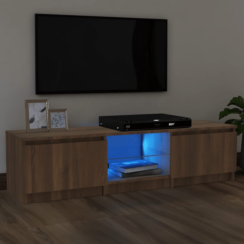 Barna tölgyszínű tv-szekrény led-ekkel 140 x 40 x 35,5 cm Barna tölgyszínű tv-szekrény led-ekkel 140 x 40 x 35,5 cm