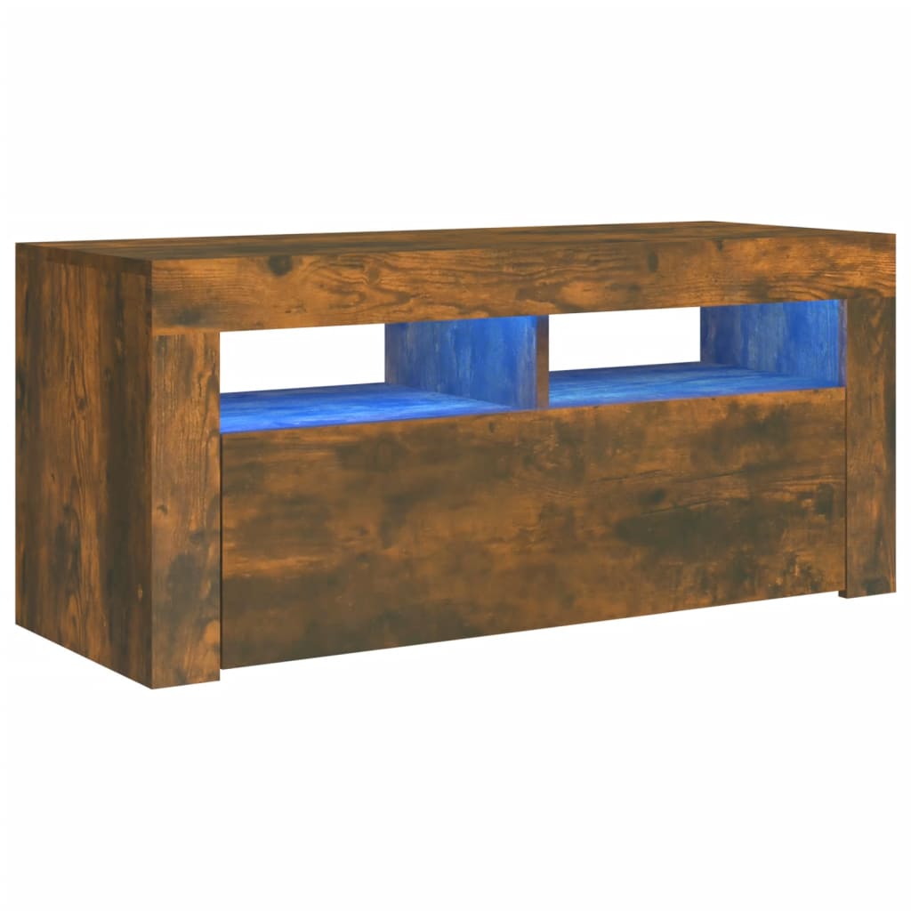 Füstös tölgyszínű tv-szekrény led-világítással 90 x 35 x 40 cm