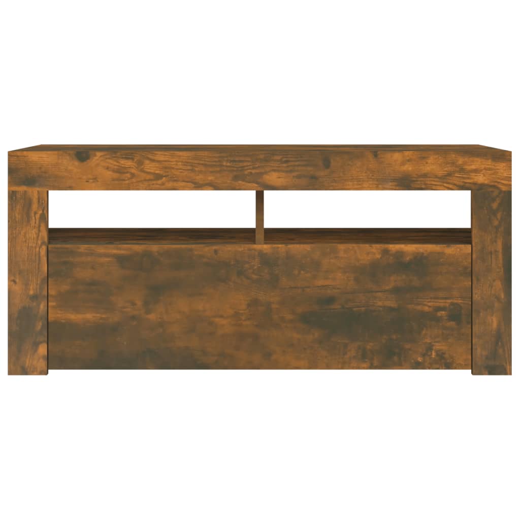 Füstös tölgyszínű tv-szekrény led-világítással 90 x 35 x 40 cm